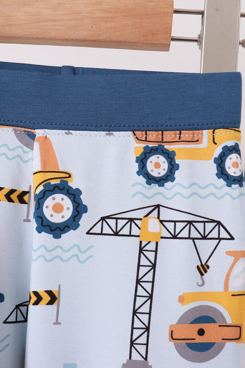 Blue Construction Trucks Bamboo Pajama Set