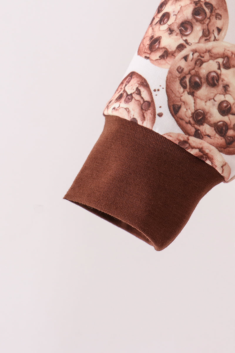 Brown Milk Cookie Print Romper